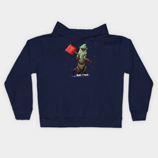 Otter with snow shovel Kids Hoodie